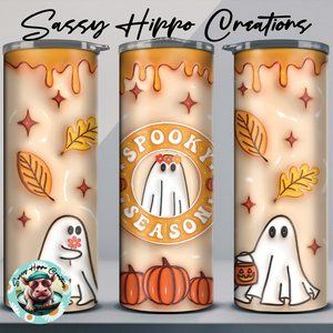 Skinny Tumbler Spooky Season Ghosts Halloween 20oz Stainless-Steel Sublimated